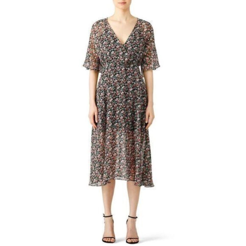 REBECCA MINKOFF Black Floral Printed Ali Dress